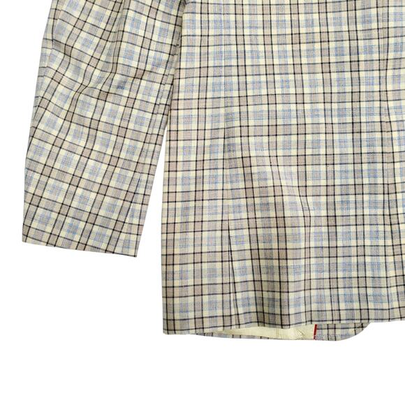 VTG Burton's Yellow Plaid Polyester 2 Button Blazer Jacket Sport Coat 40x30 38R? - Picture 12 of 15